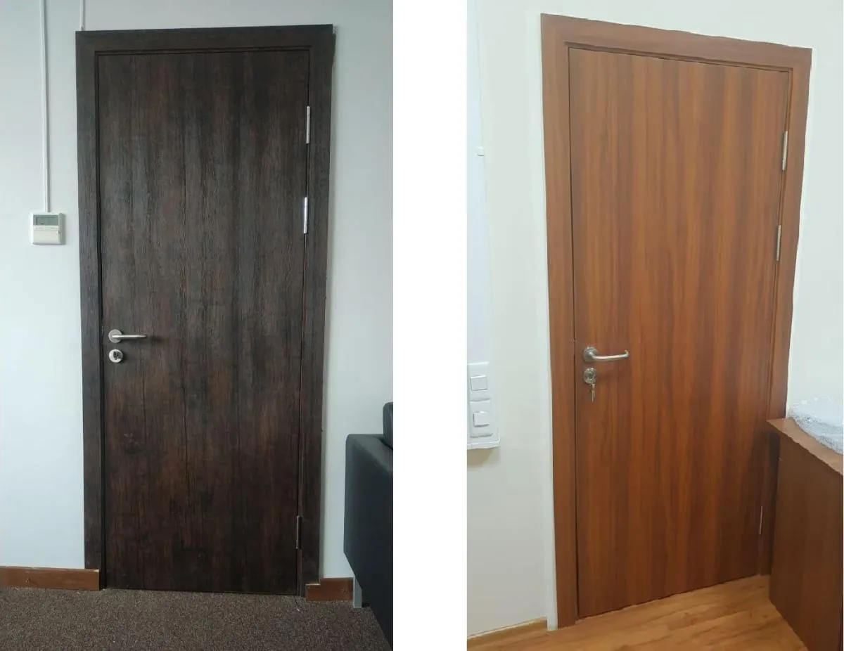 Деревянные усиленные двери от производителя "Двери Остиум", установленные в офисах