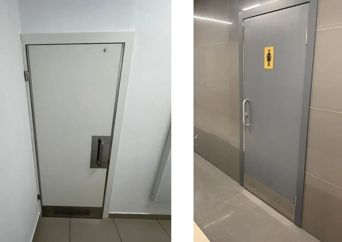 Антивандальные двери Protect, установленные в общественных санузлах